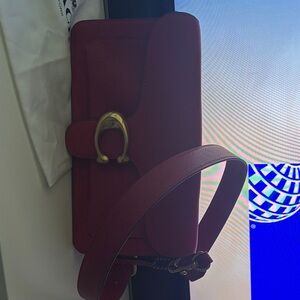 Coach Red Leather Clutch with Gold Accent